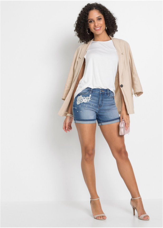 Jeans-Shorts mit Verzierung