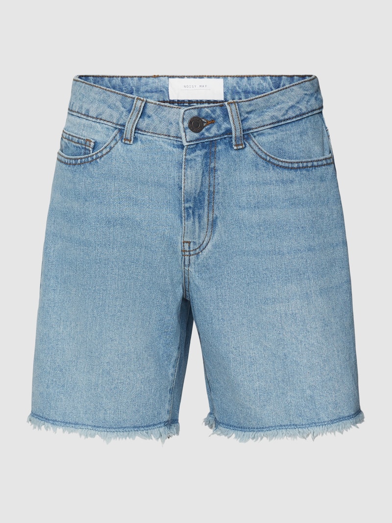 Jeansshorts mit ausgefransten Beinabschlüssen Modell 'SMILEY' in hellblau