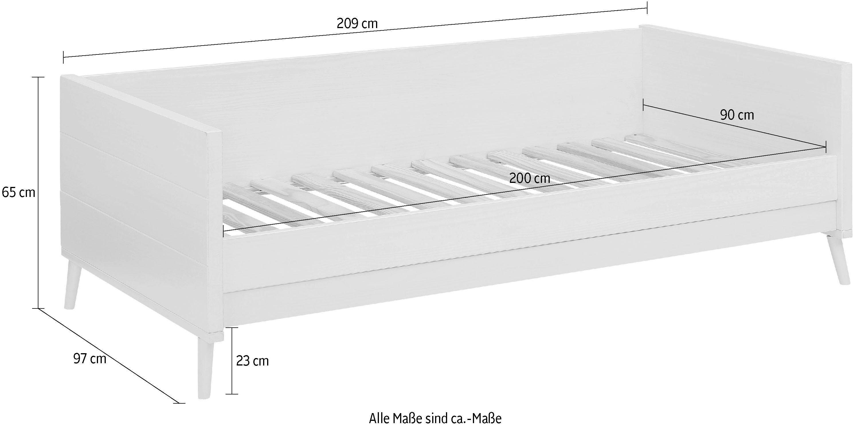 Lüttenhütt Jugendbett Ellen, aus massivem Kiefernholz, in 2 verschiedenen Farben, mit Holzfüßen