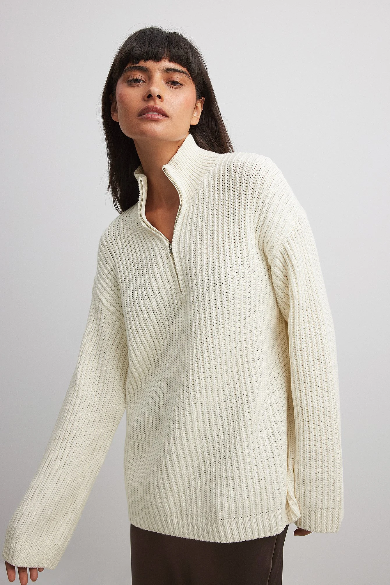 Reißverschluss vorne Strickpullover