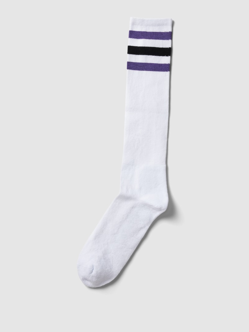 Socken mit Kontraststreifen Modell 'LUTAK' in violett