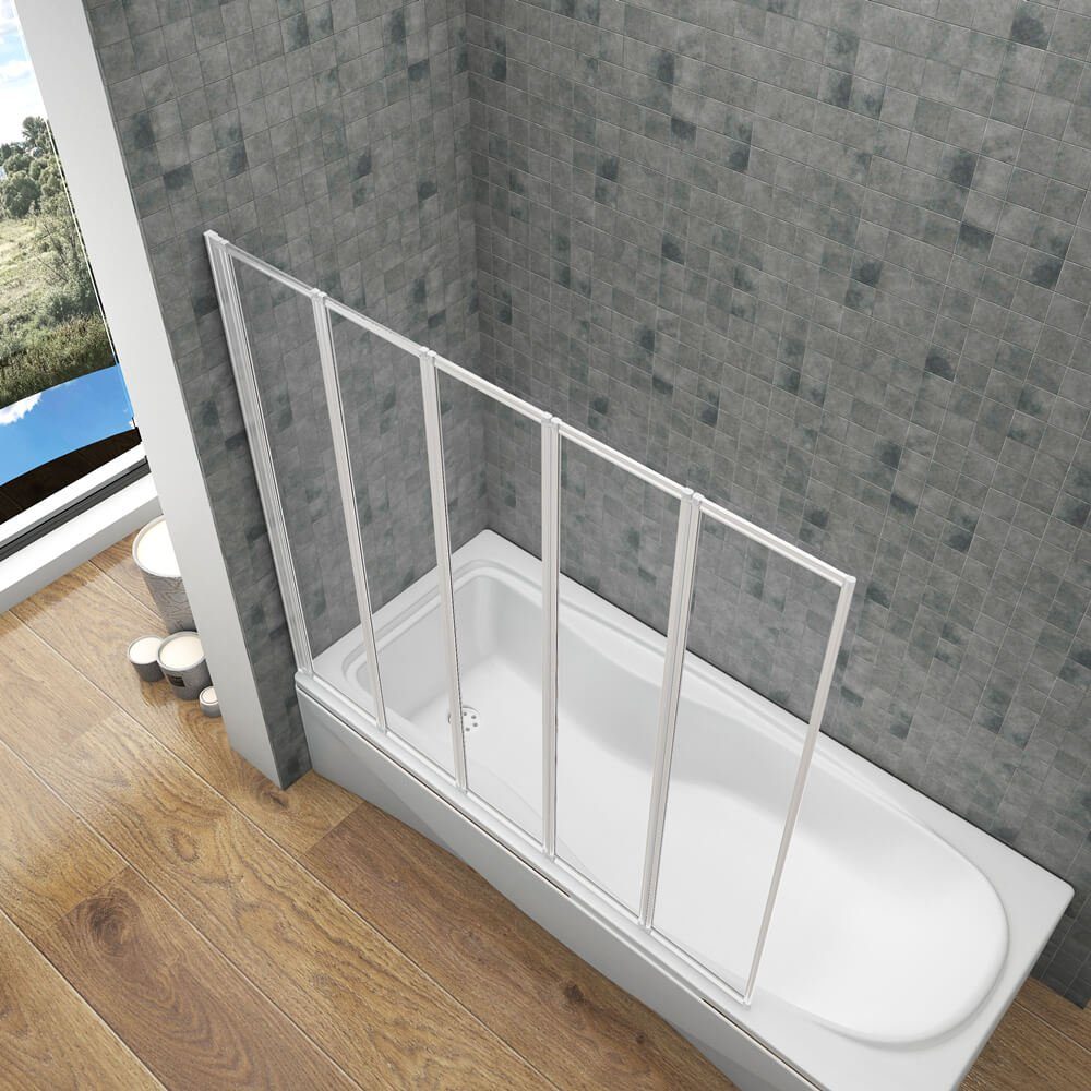 duschspa Badewannenaufsatz Glaswand Faltwand Badewannenaufsatz Duschwand auf Badewanne 120x140cm, Einscheibensicherheitsglas, (Set), Breite 120 cm, Glas