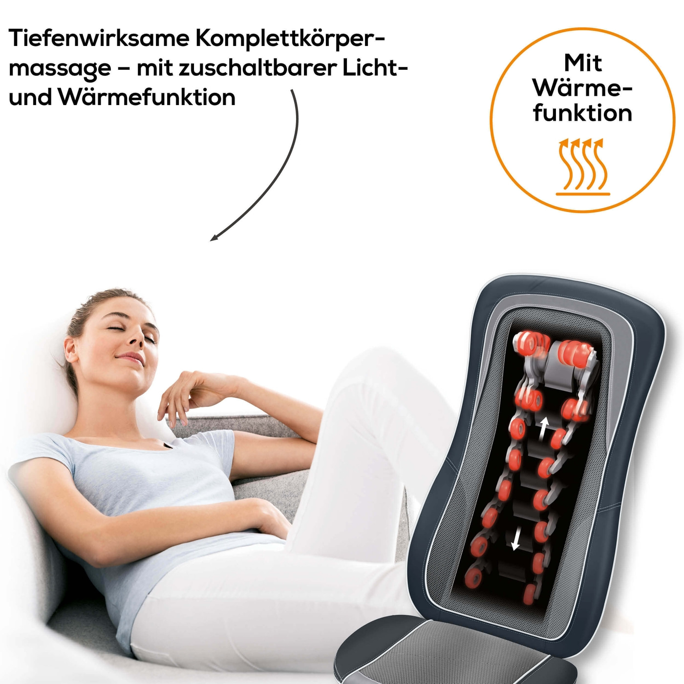 Beurer MG 315 Shiatsu Sitzauflage-Massagesitzauflage für tiefenwirksame Shiatsu, Rolling und Swing Massage