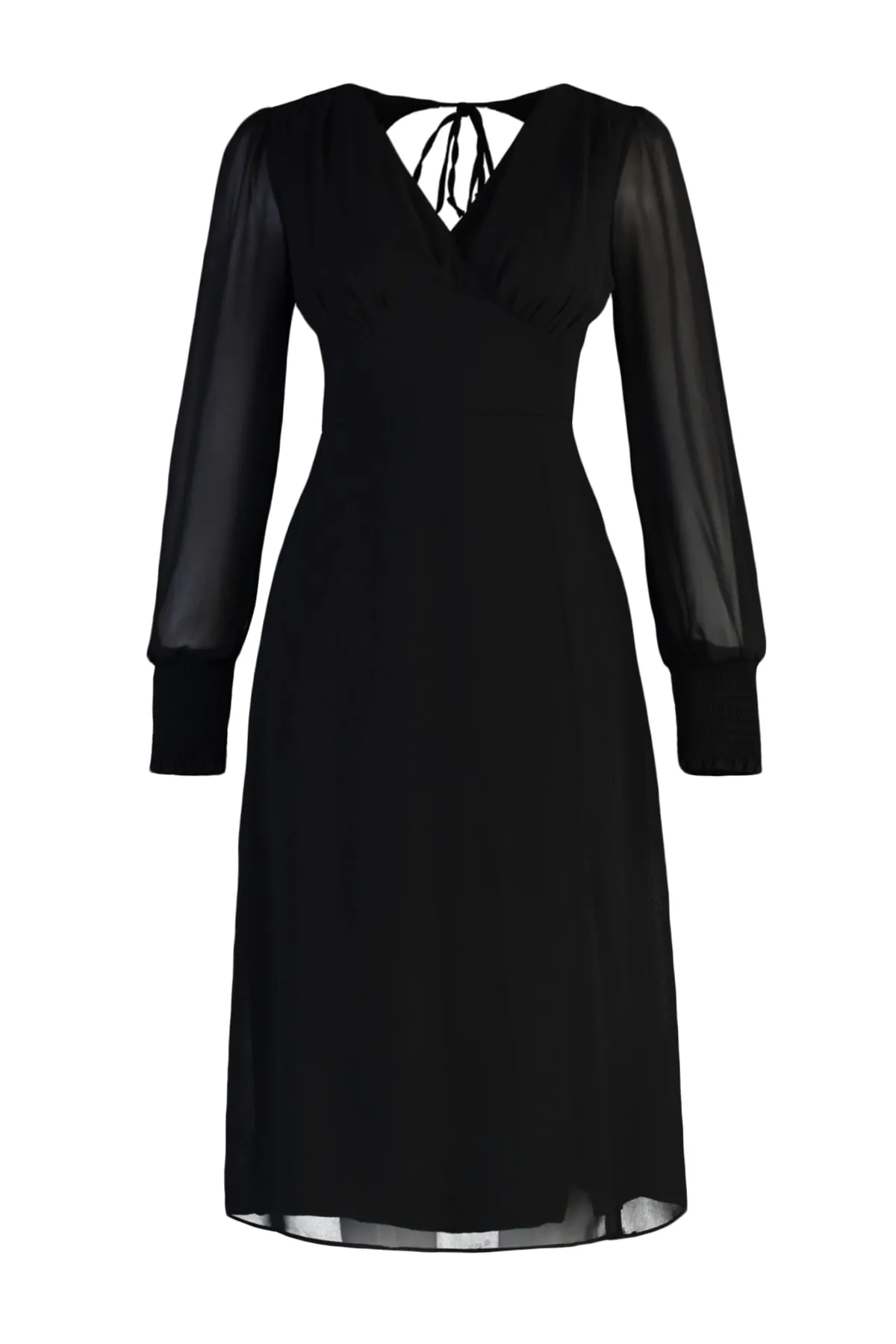 Trendyol Collection  Schwarzes, gewebtes Kleid mit Midi-Futter und Mieder TWOAW23EL01050