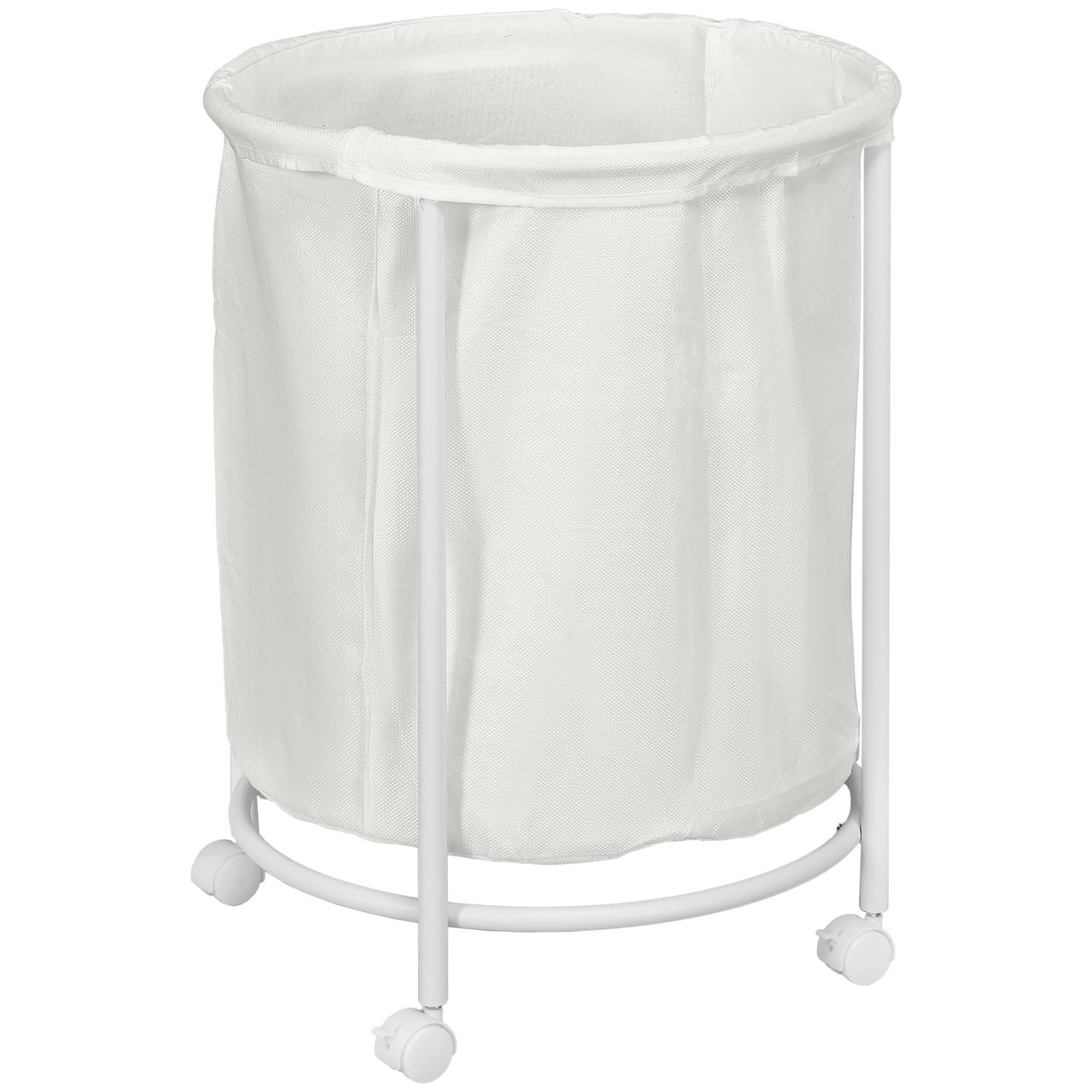 HOMCOM Wäschekorb 100L Wäschesammler mit Rollen Stahlrahmen für Badezimmer Creme