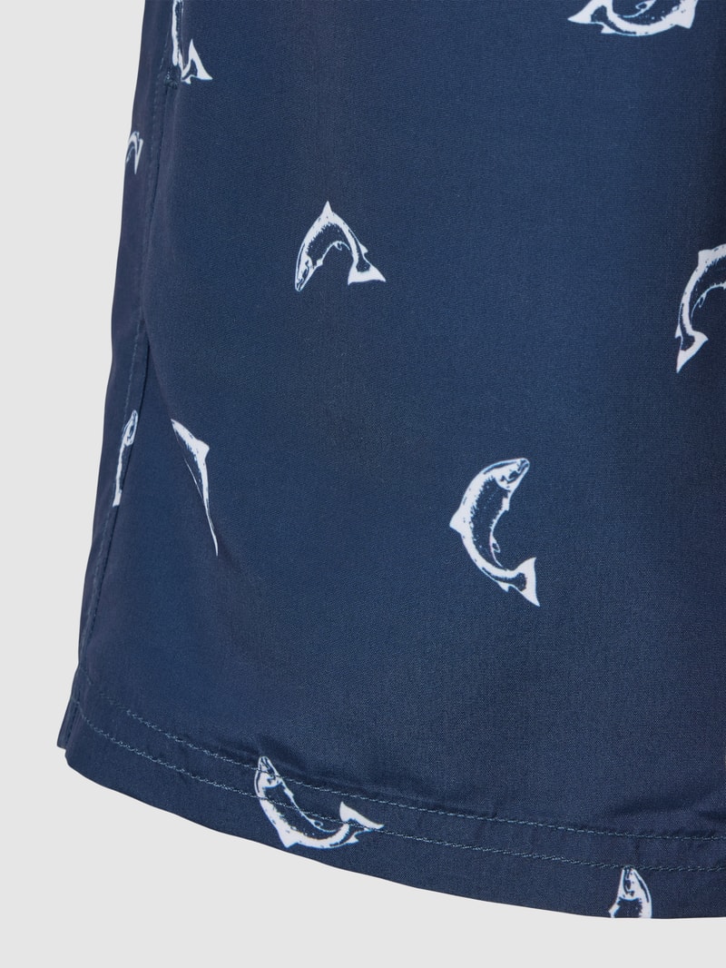 Badehose mit Allover-Motiv-Print Modell 'Waterworld' in dunkelblau
