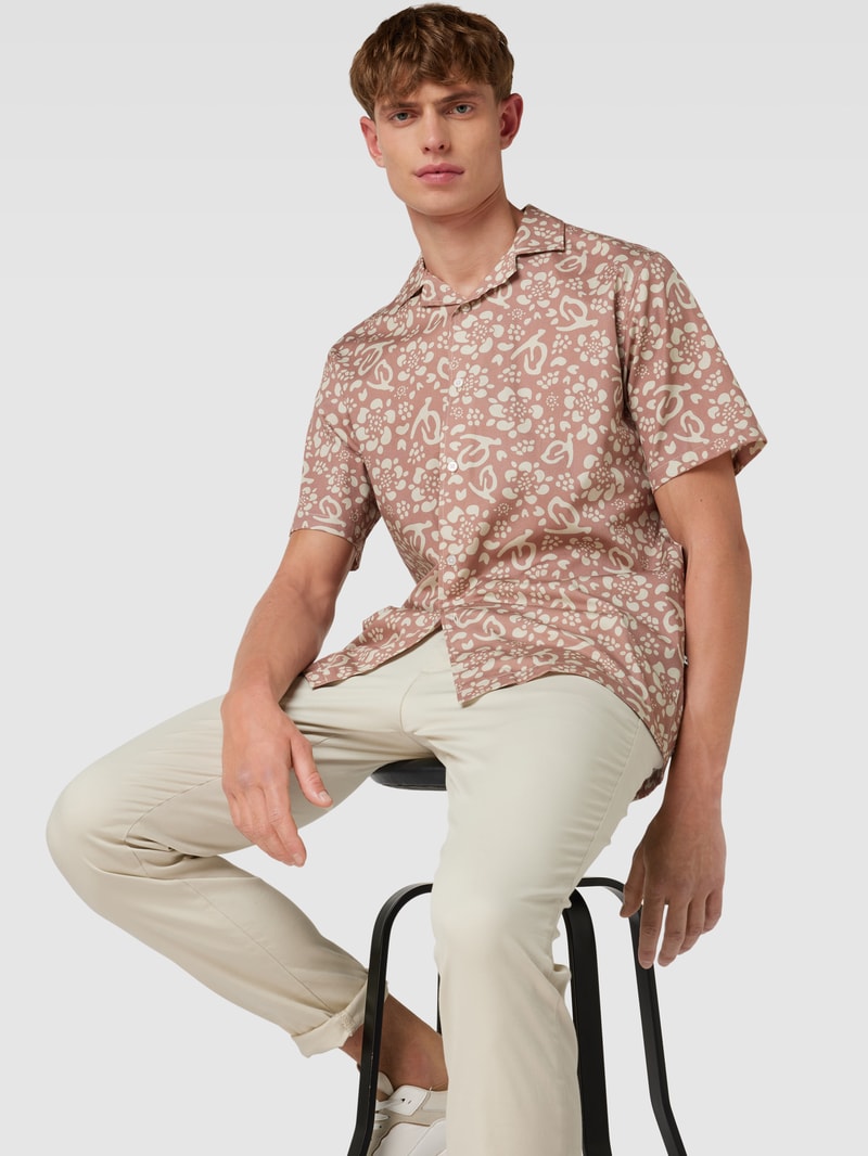 Slim Fit Freizeithemd mit Allover-Muster Modell 'JOLE' in rostrot