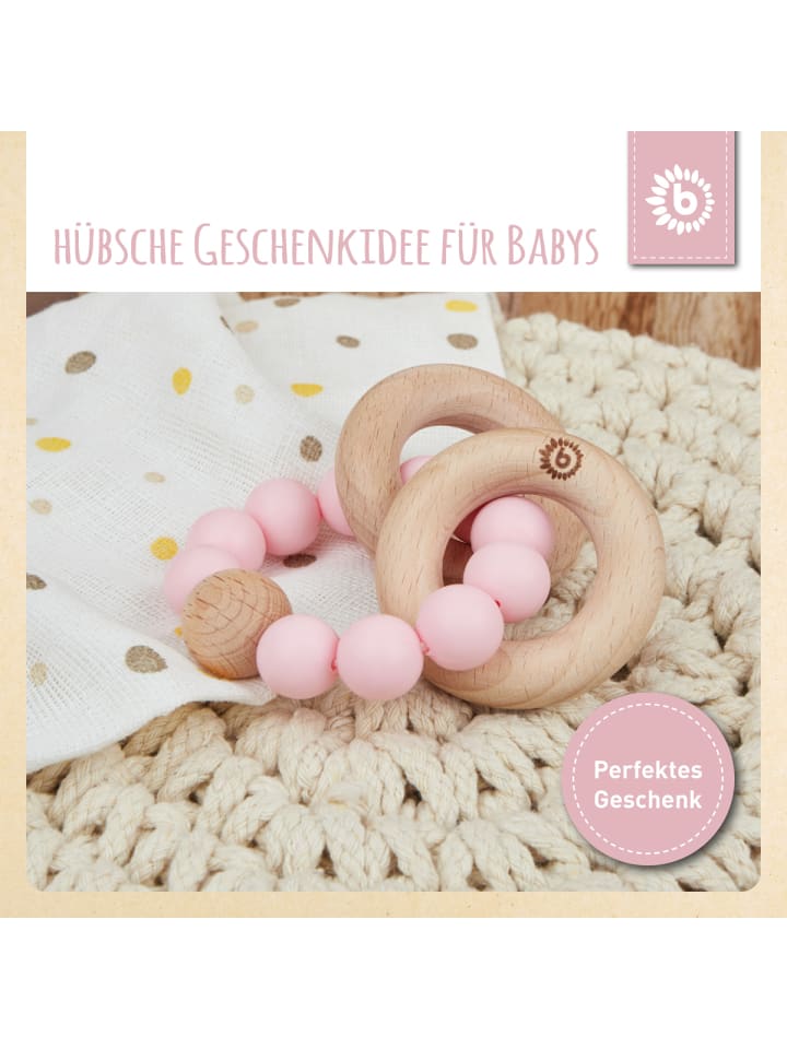 Bieco Spielwaren Beißring mit Silikon Perlen - ab Geburt in Rosa günstig kaufen onesize
