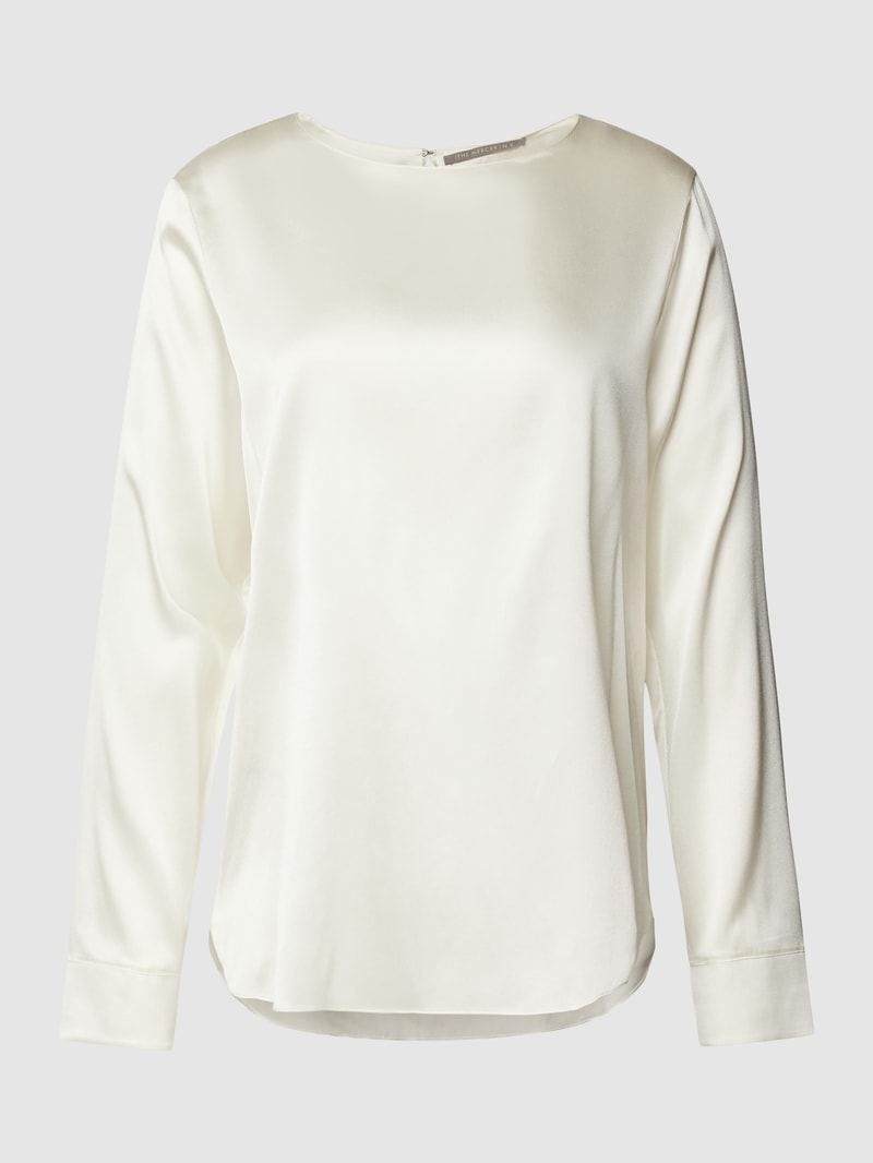 Blusenshirt aus Seide-Mix in unifarbenem Design in offwhite