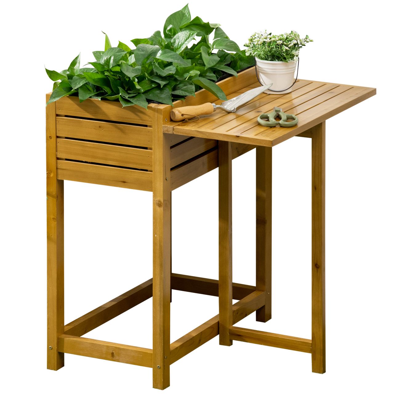 Outsunny Hochbeet Blumenkasten Kräuterbeet mit klappbarer Tischplatte