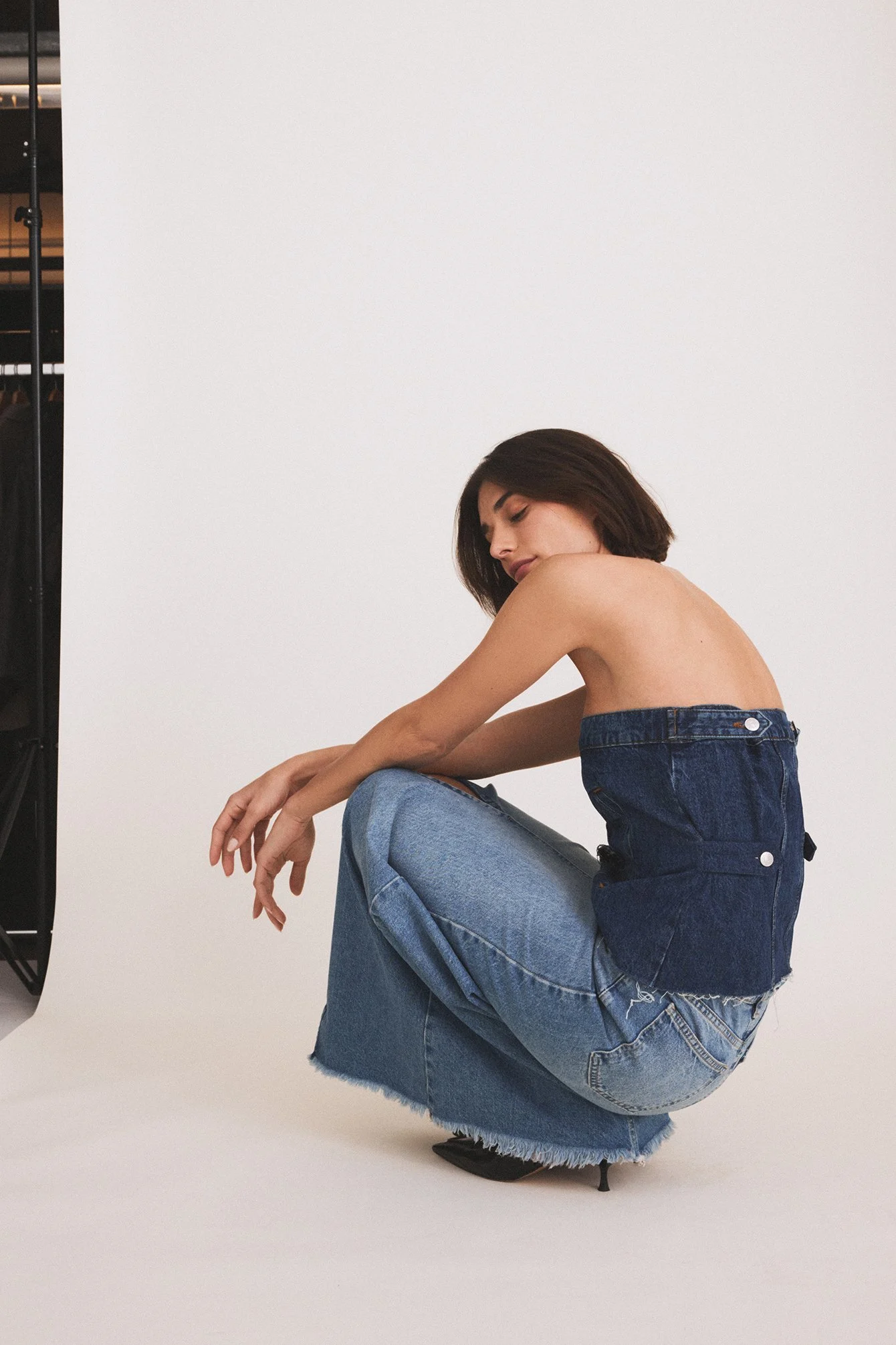 Denim-Bandeau-Oberteil