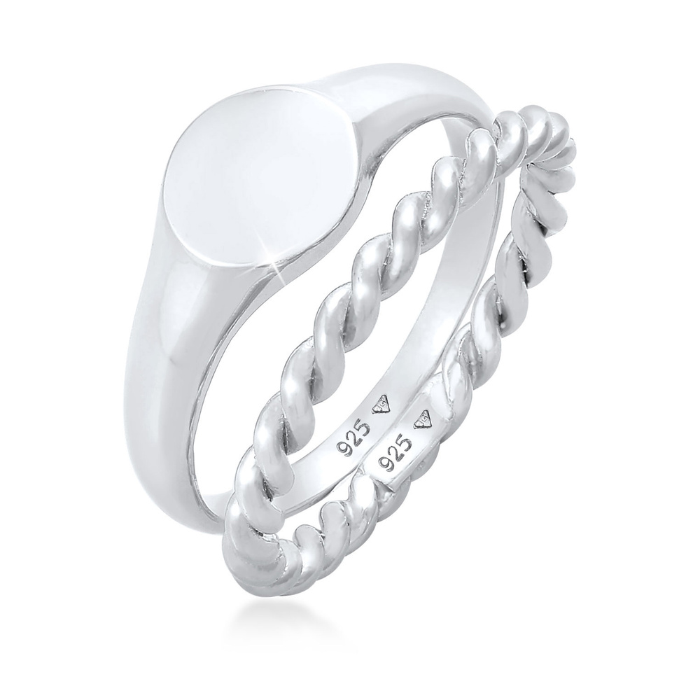 Elli Elli Bague Bague à chevalière pour dames Duo Basic Trend en argent 925 Bague