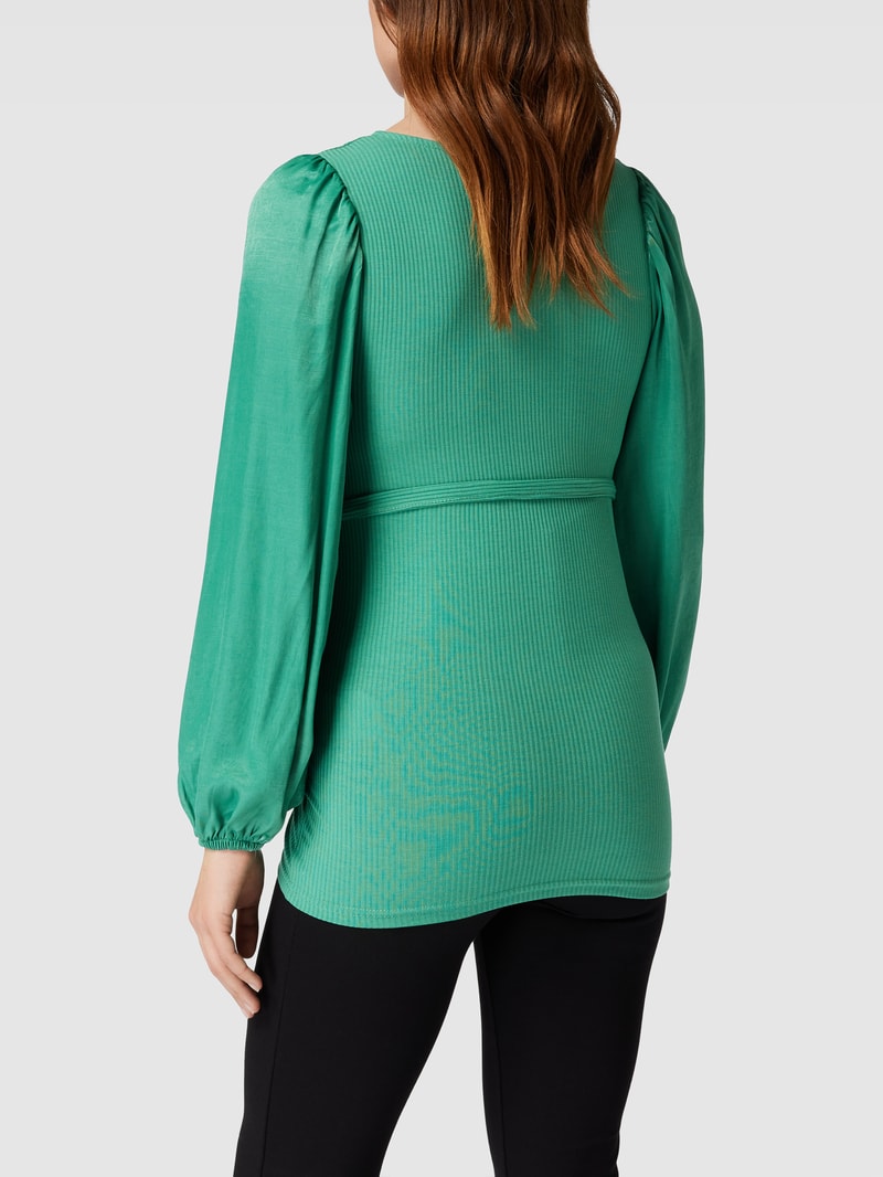 Longsleeve in Wickel-Optik in petrol