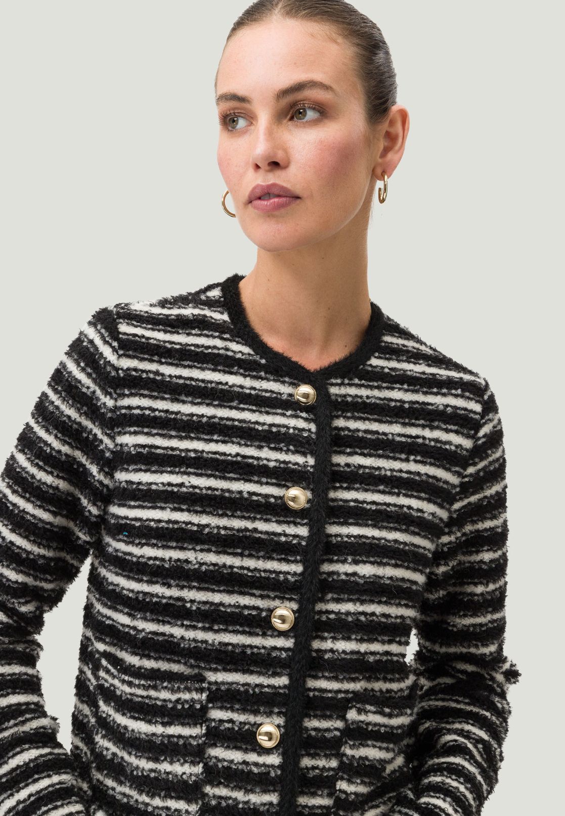Bouclè Jacke mit Streifen