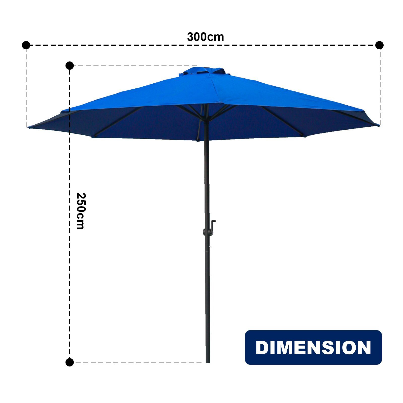 KAHOO Sonnenschirm Strandschirm, Gartenschirm mit Kurbel, ohne Schirmständer