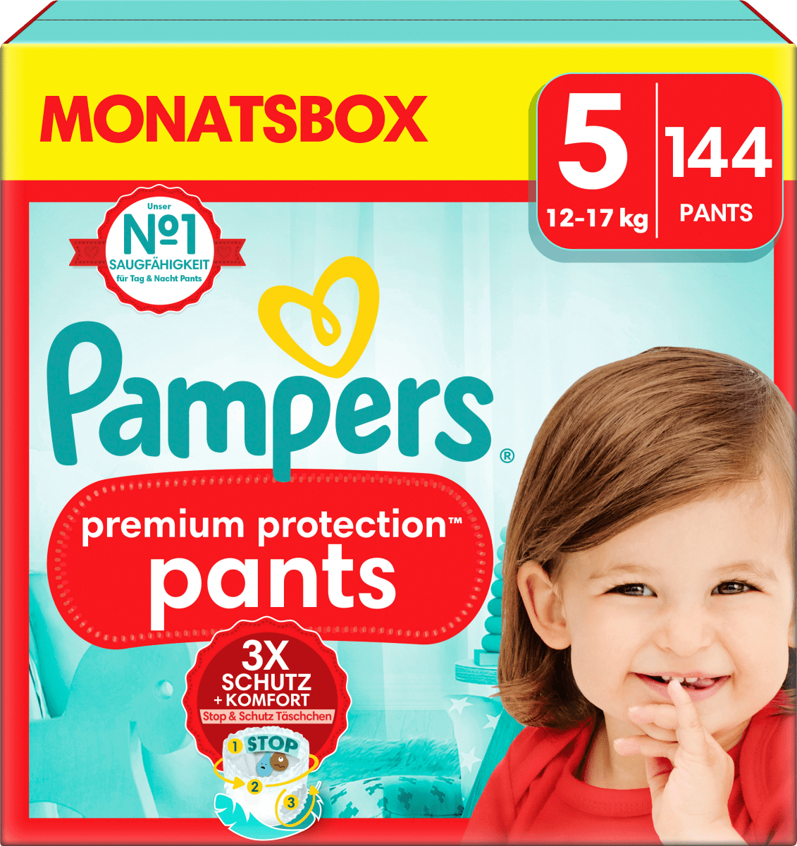 Baby Pants Premium Protection Gr.5 Junior (12-17 kg), Monatsbox, 144 St