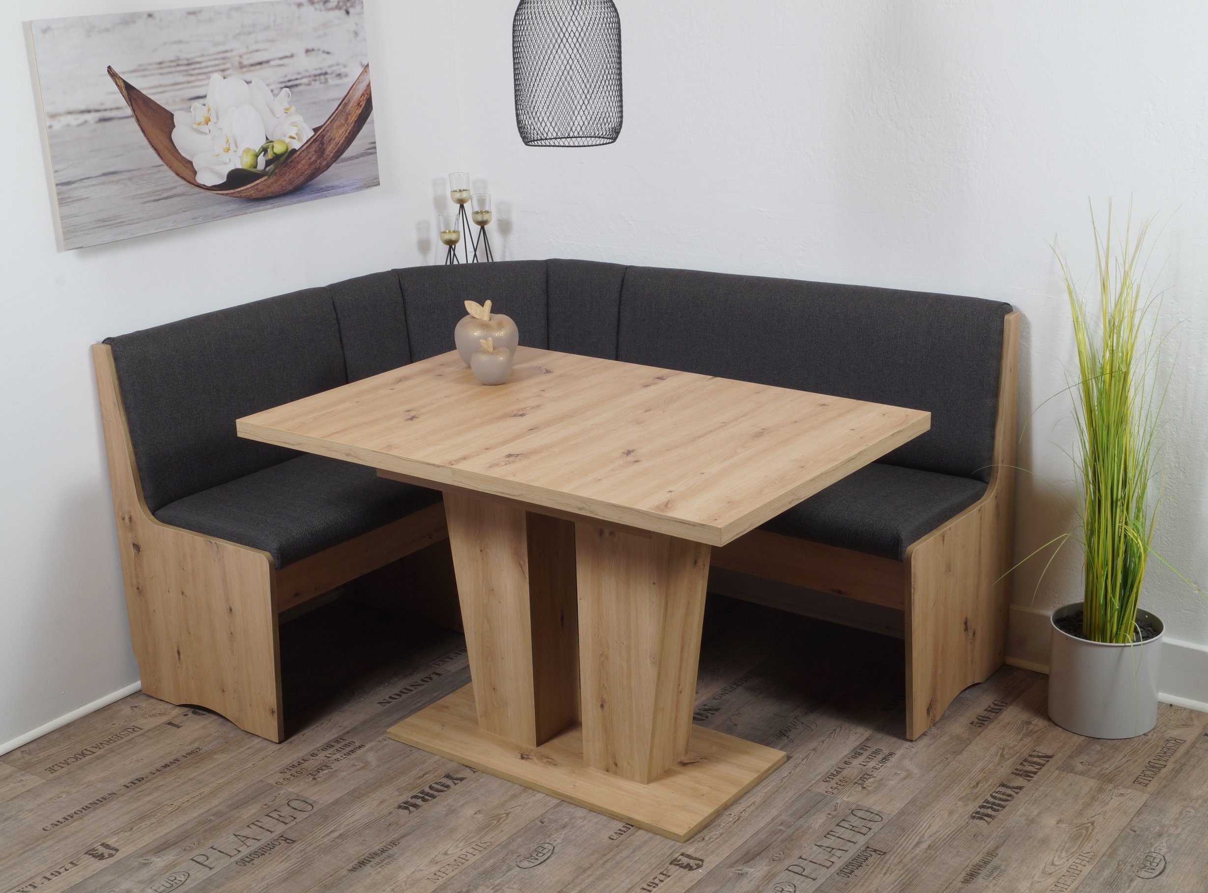 Stolebaenk Eckbankgruppe Duisburg Artisan VE/VADUAR Artemis, (Eckbankgruppe, 1 x Eckbank, 1 x Tisch, 2 x Stuhl)