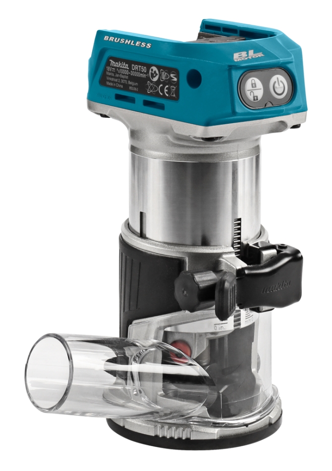 Makita DRT50ZJX9 Overfres 18 Volt Li-ion uten batterier og lader + skinneadapter