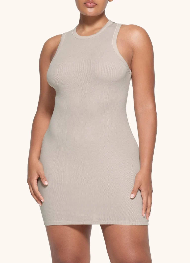 SKIMS Cotton Rib sleeveless mini dress with ribbed structure