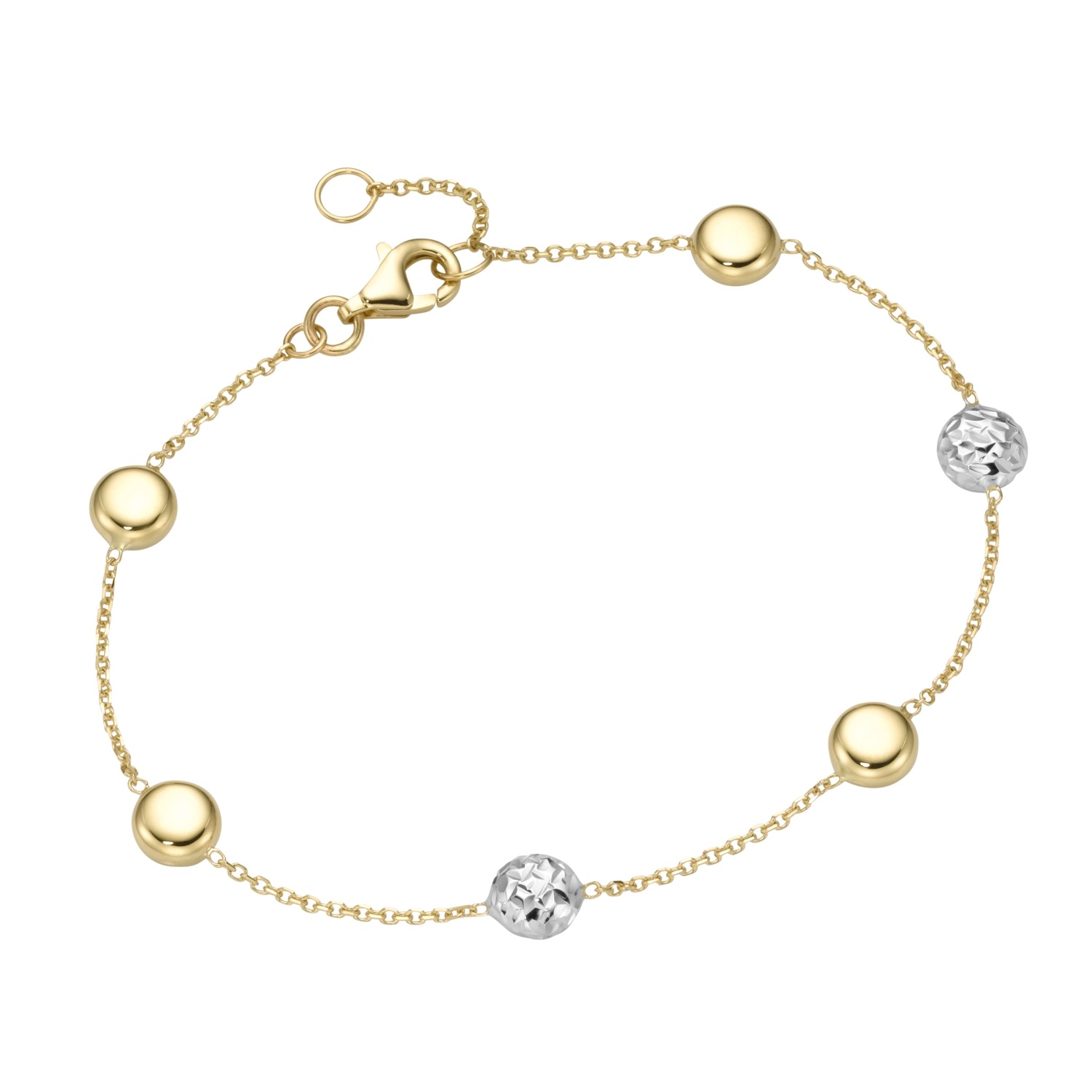 Armband Armband Ankerkette mit linsenförmige Zwischenteilen. Gold 585