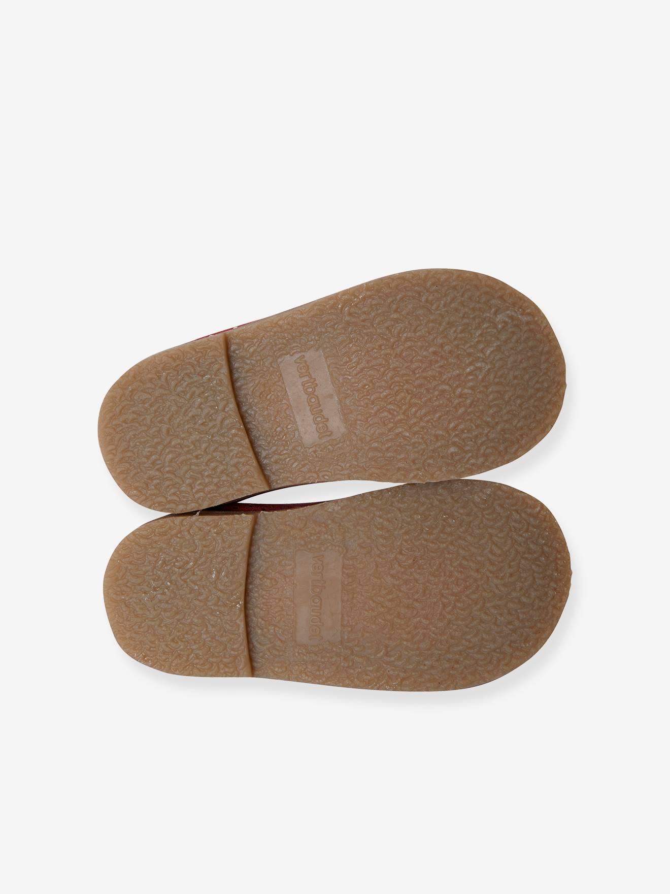 Bottines lacées cuir bébé fille bordeaux