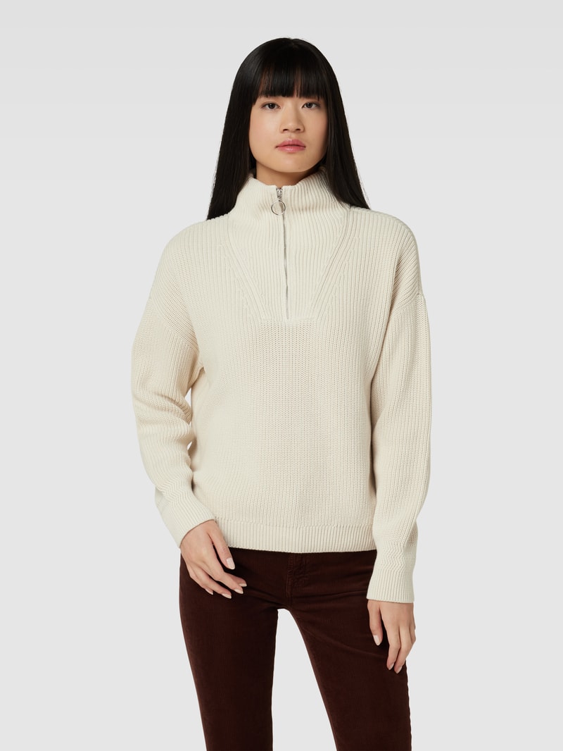 Strickpullover mit Troyer-Kragen in ecru
