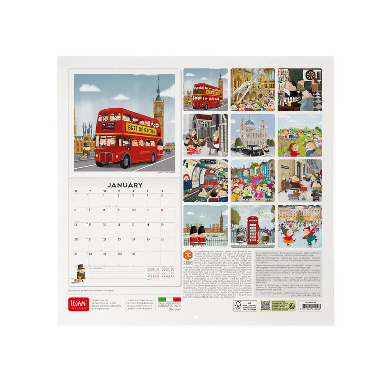Calendario de pared 2025 - 30 x 29 cm