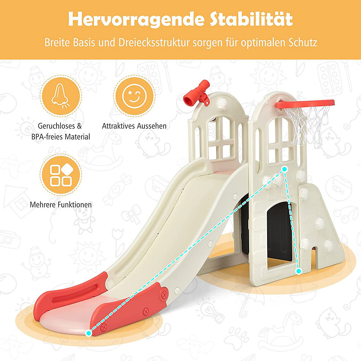Rutsche 6 in 1 mit Basketballkorb & Teleskop