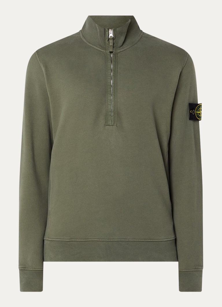 Πουλόβερ Stone Island 63420 με μισό φερμουάρ και λογότυπο
