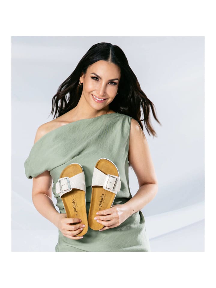 palado Pantoletten in beige glitzer günstig kaufen