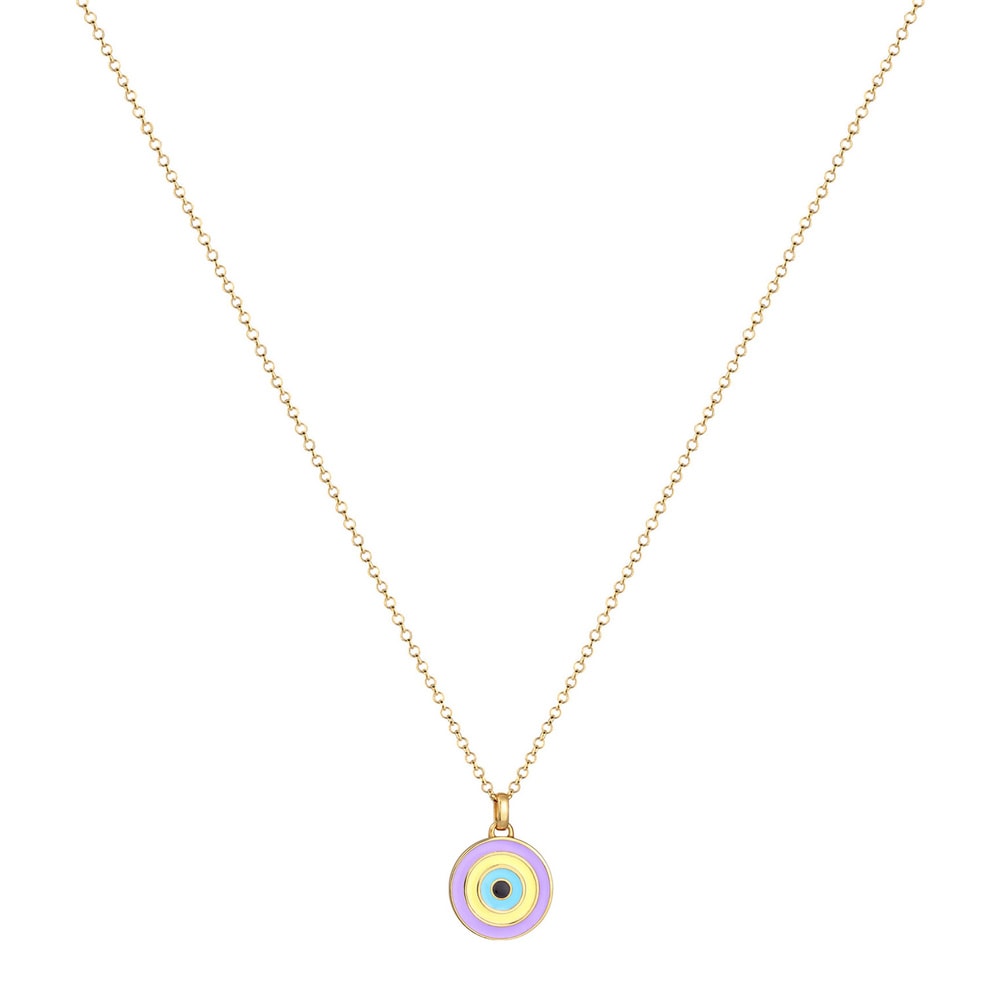 Elli Elli Collier Femmes Pendentif Disque Evil Eye tendance pastel avec émail en argen Bijoux