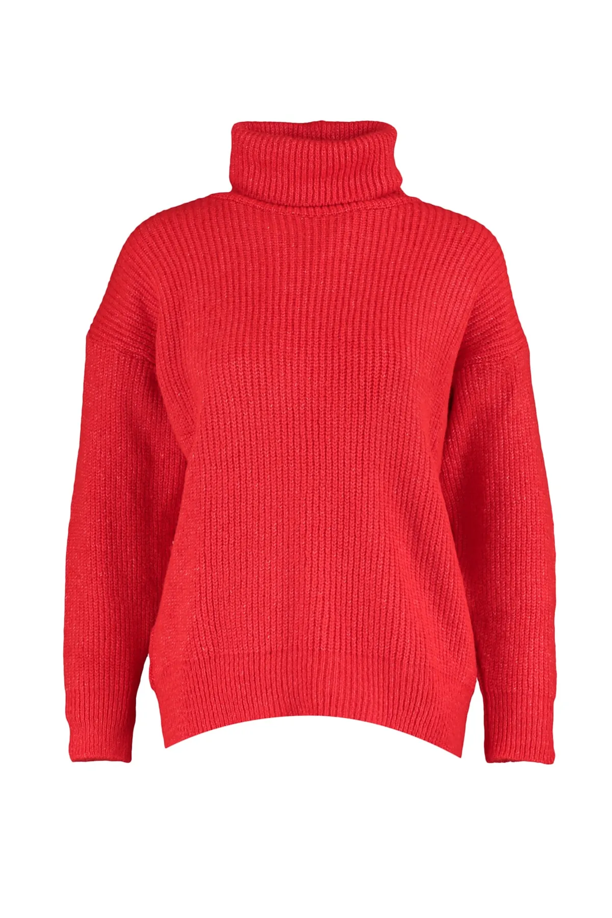 Trendyol Collection  Roter, weich strukturierter Basic-Strickpullover mit weiter Passform TWOAW23KZ00611