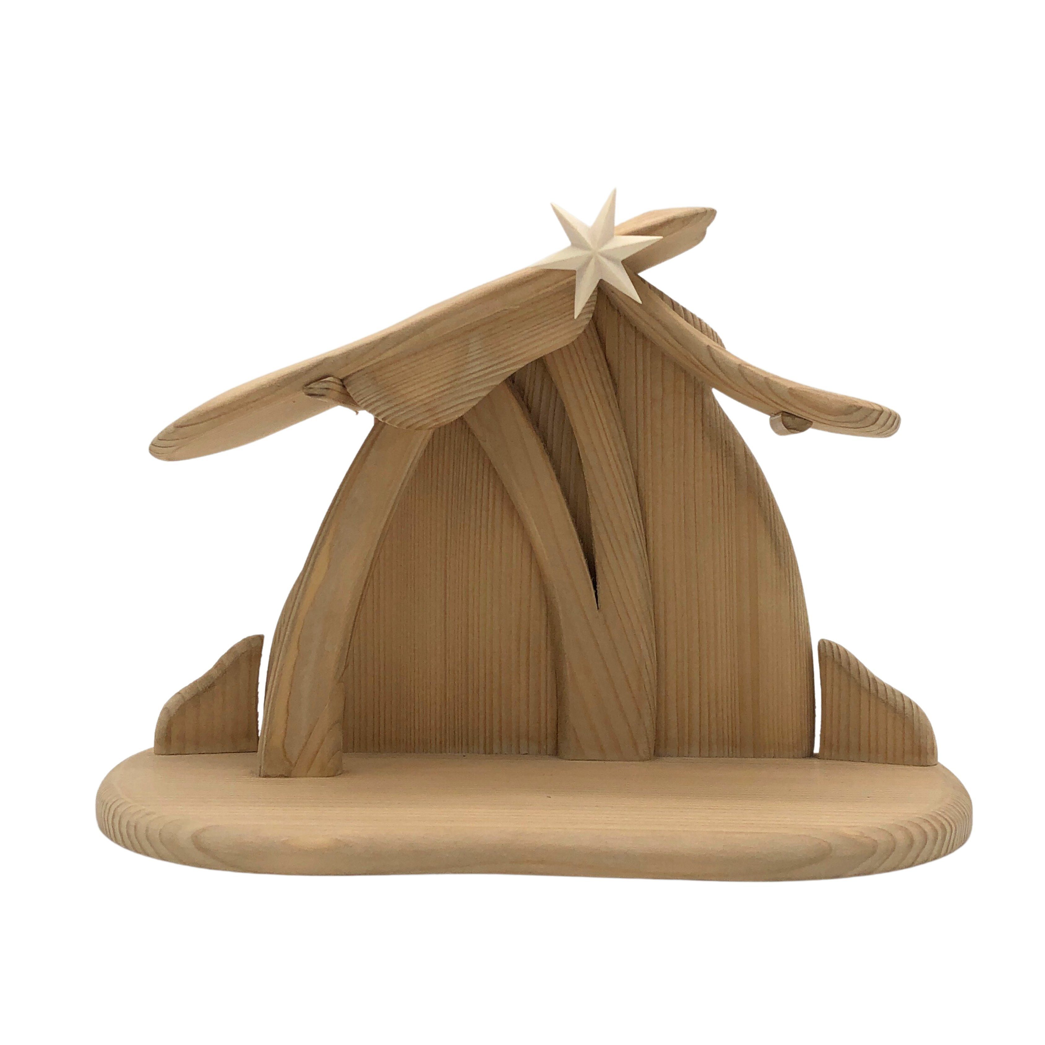 Akantus Krippe Leonardo Krippenfiguren mit Stall Hl.Nacht klein unbemalt (8-teilig), holzgeschnitzt, Ahornholz, Made in Südtirol