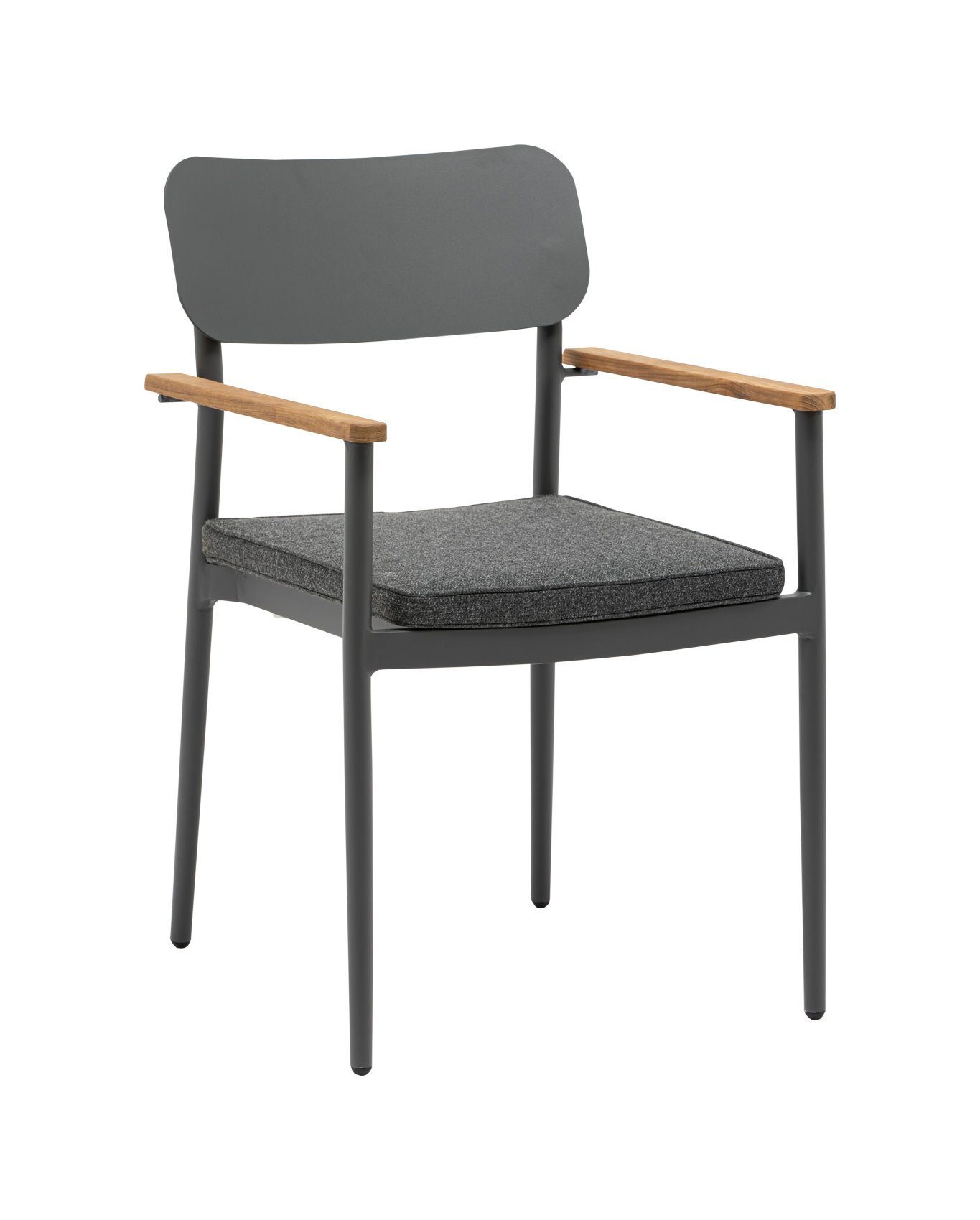 Konway Stapelstuhl DALLAS (4 St), 4x KONWAY® DALLAS Stapelsessel Anthrazit Polyrattan Sessel grau
