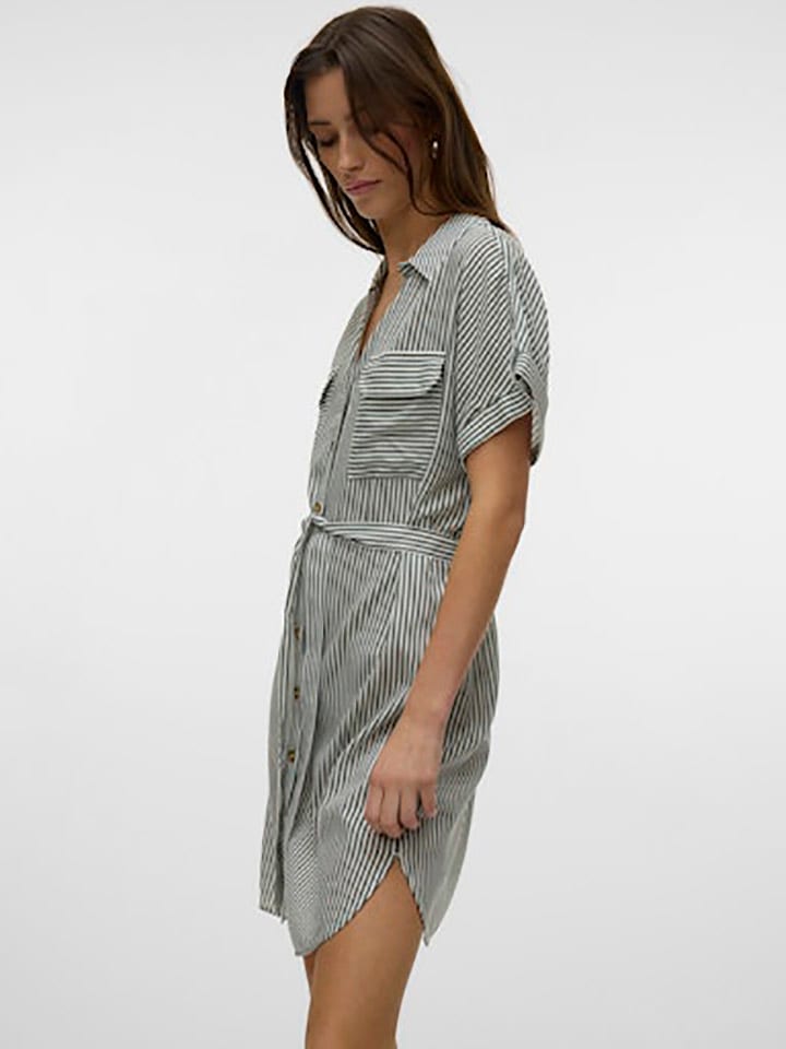 Vero Moda Kleid in Anthrazit/ Weiß günstig kaufen