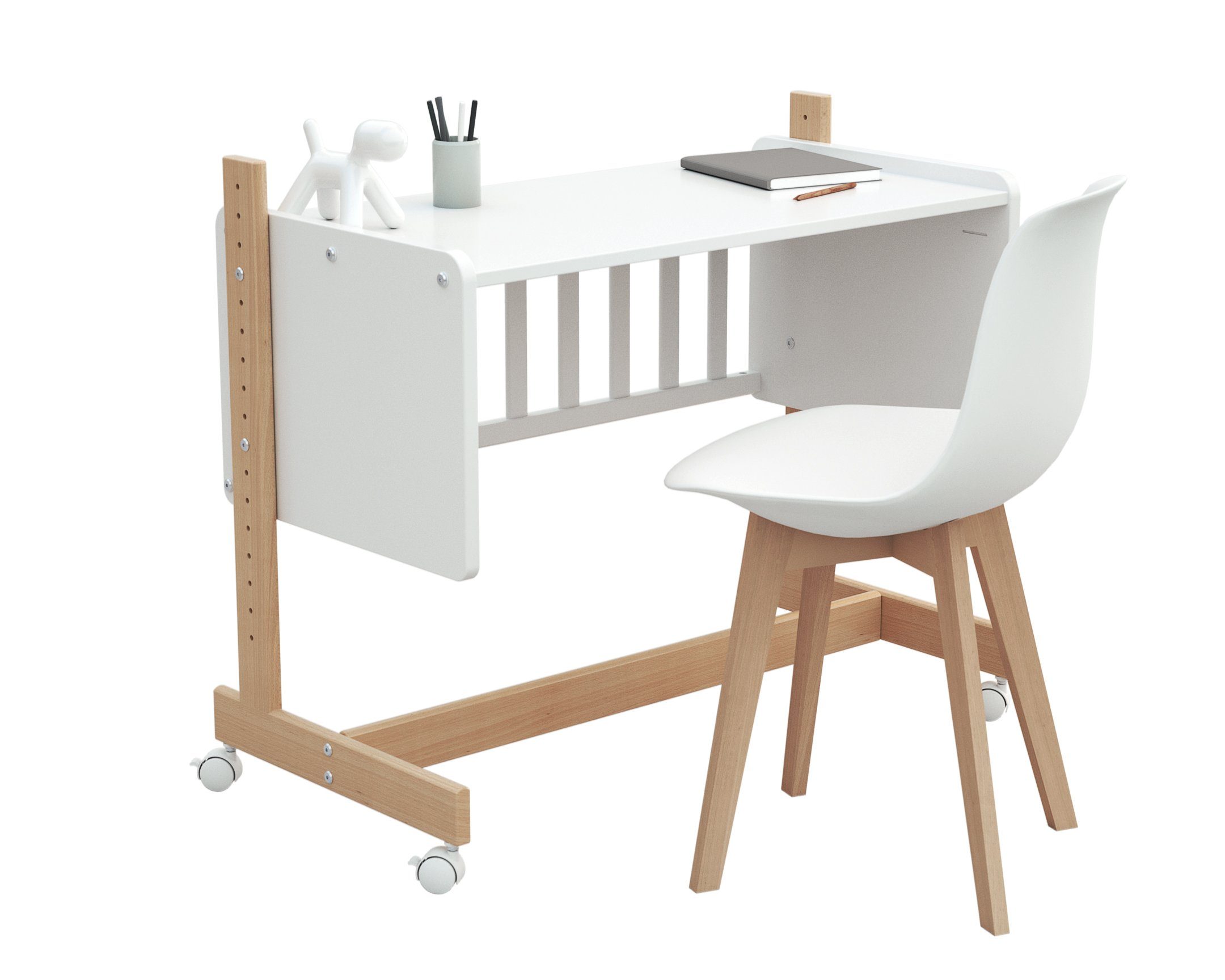 Osann Beistellbett Beistellbett 5in1, umbaubares Babybett aus Holz mit Matratze, Rollen, Gitterbett