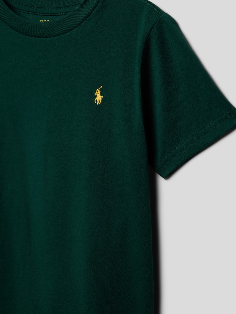 T-Shirt mit Label-Stitching in olivgrün