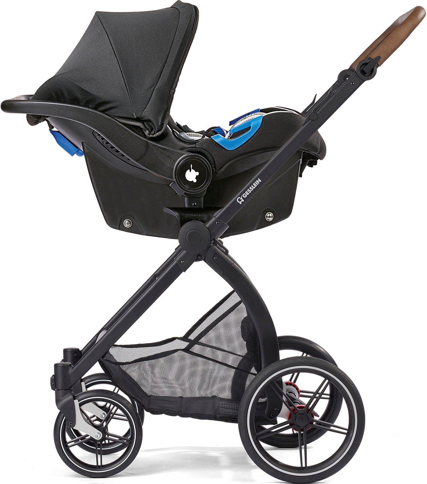 Gesslein Kombi-Kinderwagen FX4 Soft+ mit Aufsatz Style, moos/tabak, mit Babywanne C3 und Babyschalenadapter