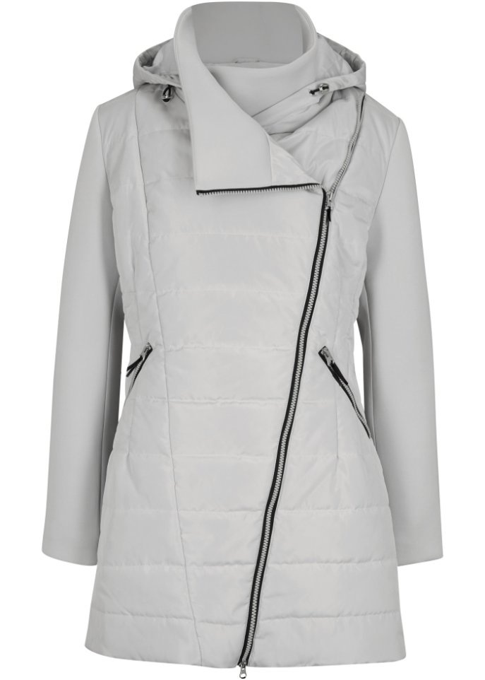 Jacke mit breitem Kragen und Kapuze