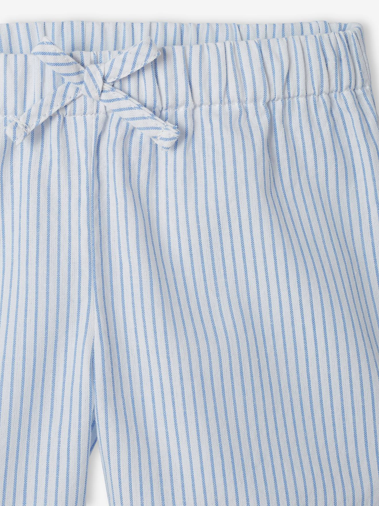 Pyjashort rayé fille rayé bleu