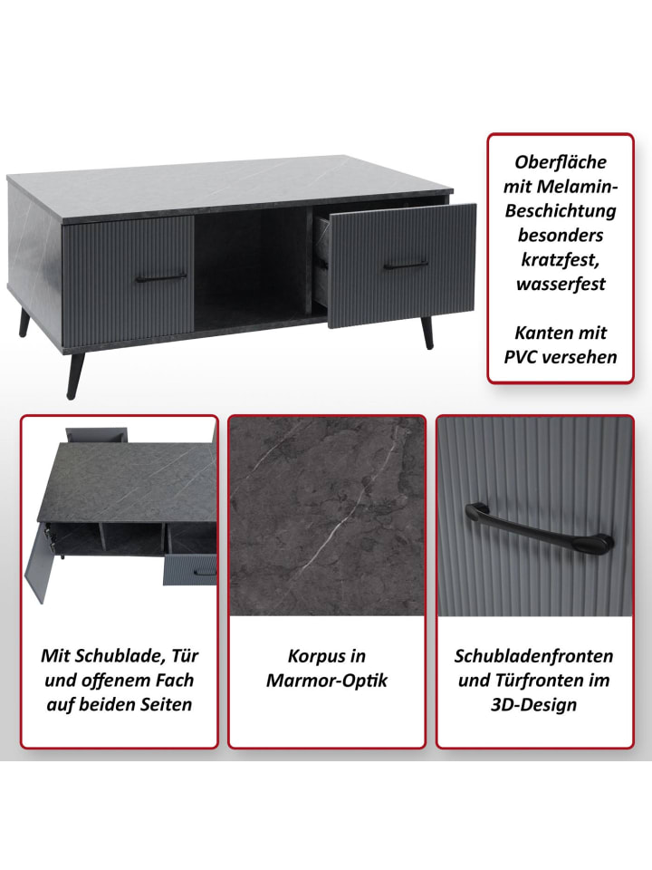 MCW Couchtisch N89, Marmor-Optik grau günstig kaufen onesize