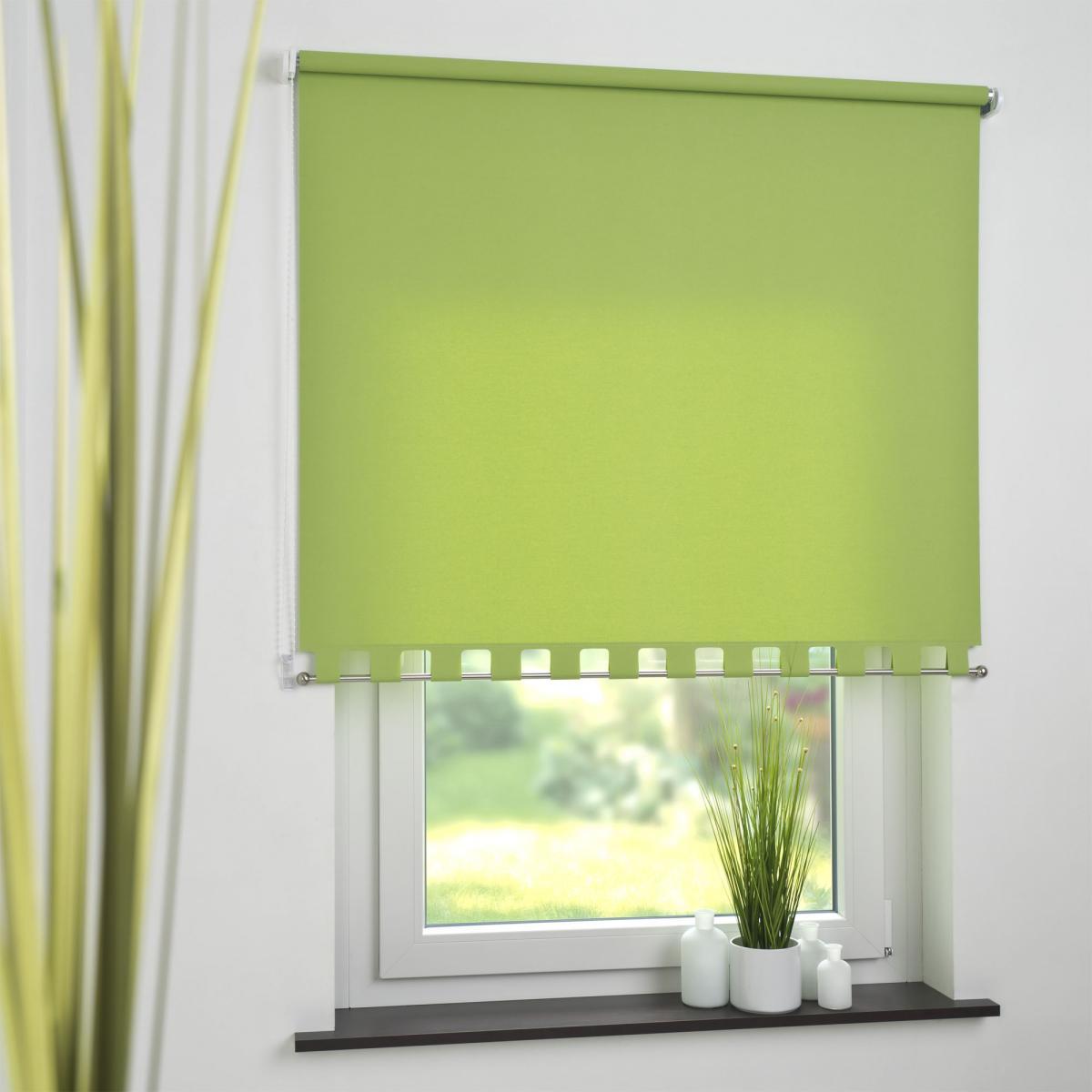 Bella Casa Seitenzugrollo Kettenzugrollo Volantrollo Rollo Eckig lichtdurchlässig 182 x 180 cm grün für Fenster