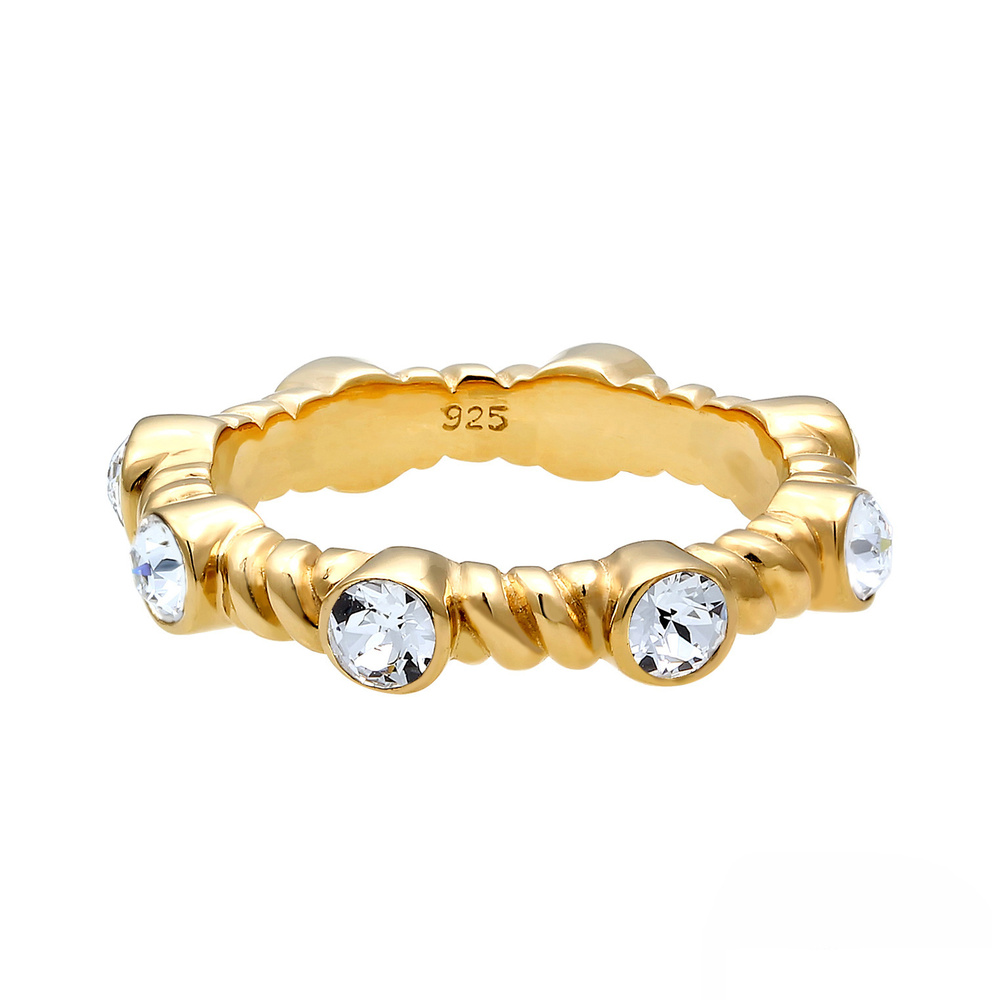 Elli PREMIUM Elli PREMIUM Bague Femmes Bande Torsadé Étincelant avec Cristaux en Argent Sterli Bague
