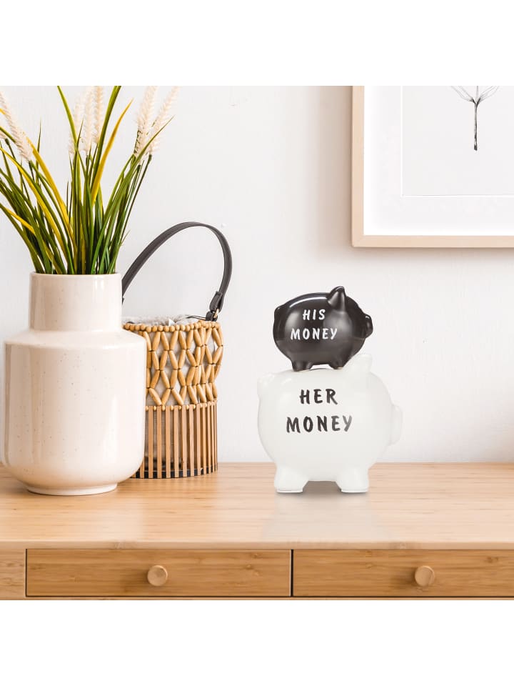 relaxdays Sparschwein in Schwarz/Weiß günstig kaufen onesize