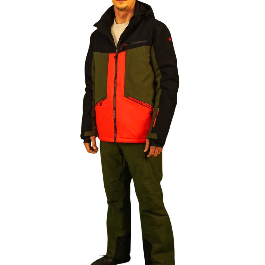 Killtec Skianzug Herren Skijacke + Skihose (orange/schwarz/grün, Gr. L)