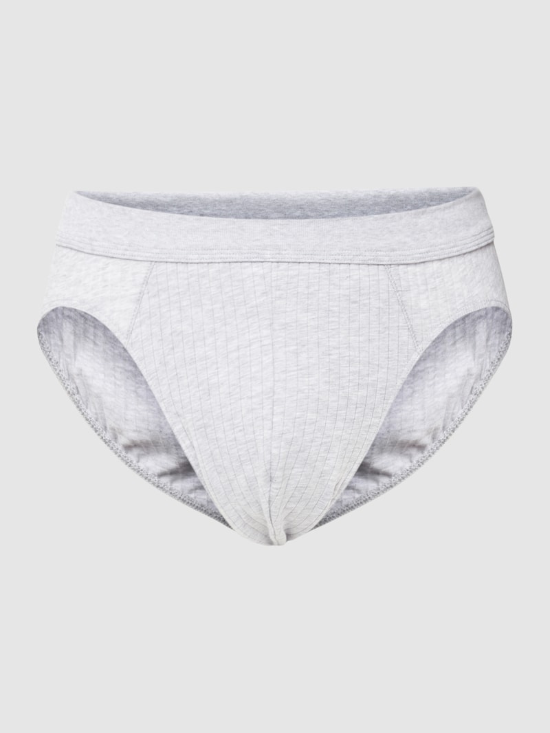 Slip mit Rippenstruktur im 2er-Pack Modell 'Authentic' in mittelgrau meliert