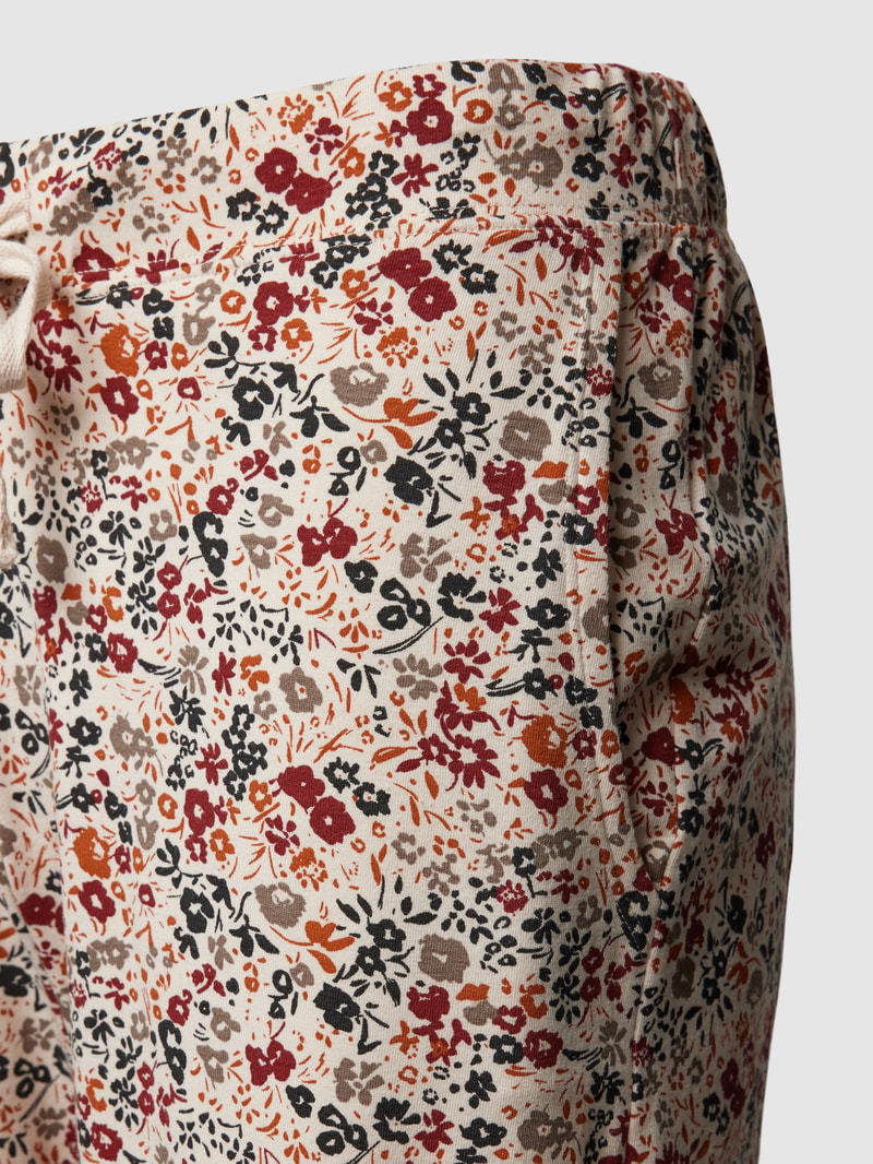 Pyjama-Hose mit floralem Allover-Muster in ecru