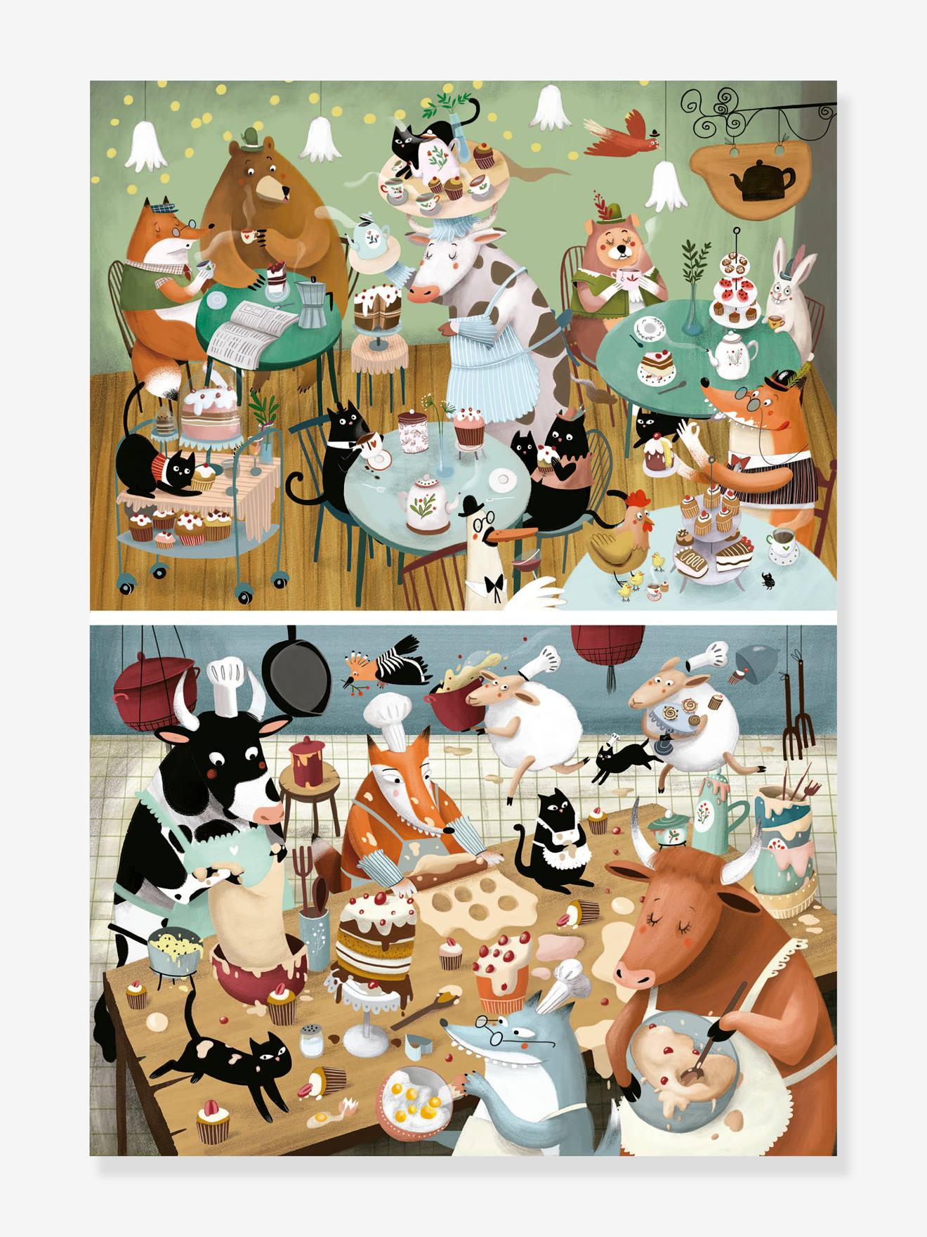 Educa 2 Kinder Puzzles Geschichten aus dem Wald EDUCA, 48 Teile - braun