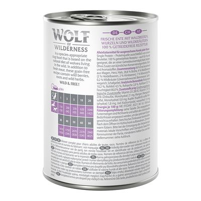Wolf of Wilderness Adult 6 x 400 g - Single Protein