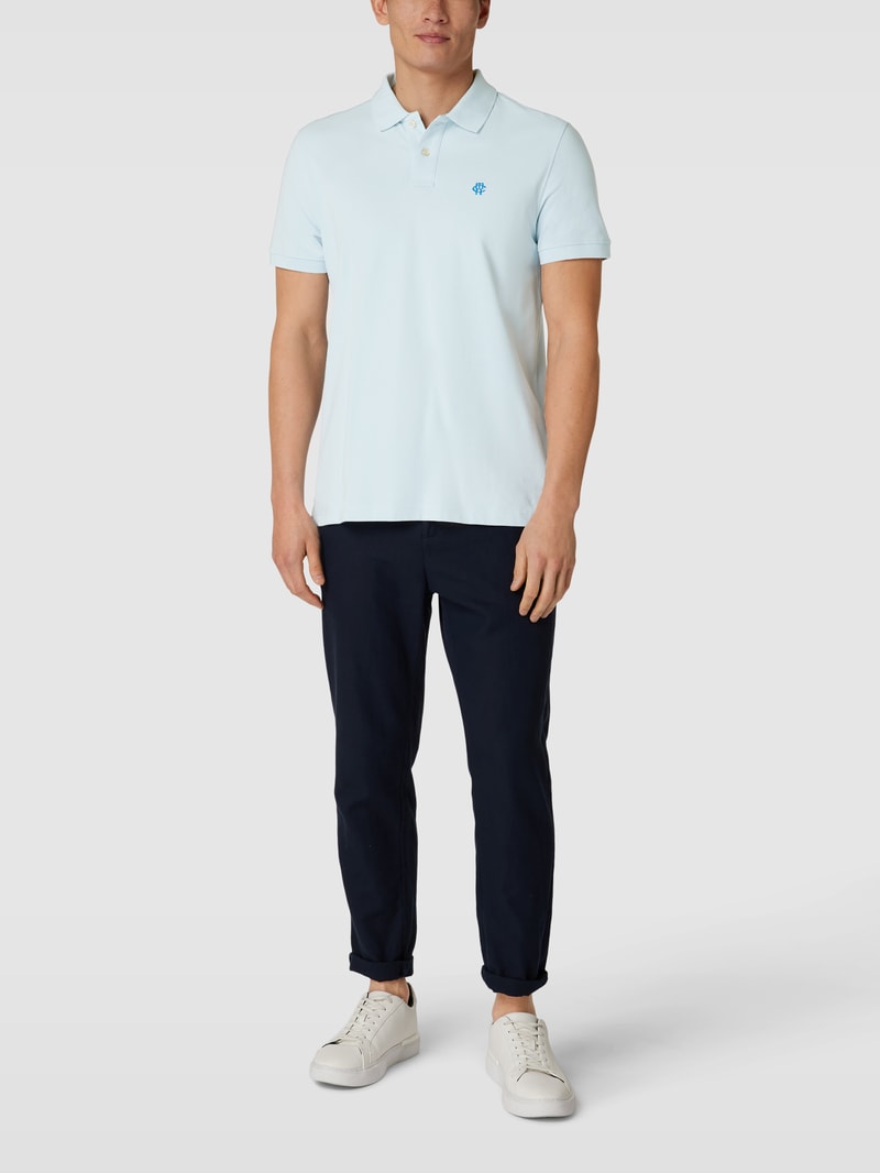 Poloshirt mit Logo-Stitching in hellblau